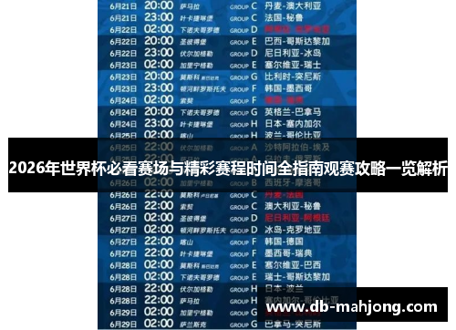 2026年世界杯必看赛场与精彩赛程时间全指南观赛攻略一览解析